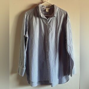 NEW WITHOUT TAGS H&M oversized blue-and-white striped cotton shirt